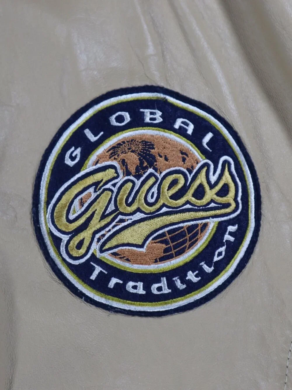 Vintage GUESS Leather Varsity Bomber Jacket Size XL Rare - Picture 4 of 13